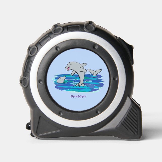 Mètre Ruban Illustration de dauphins heureux adorables (Recto)