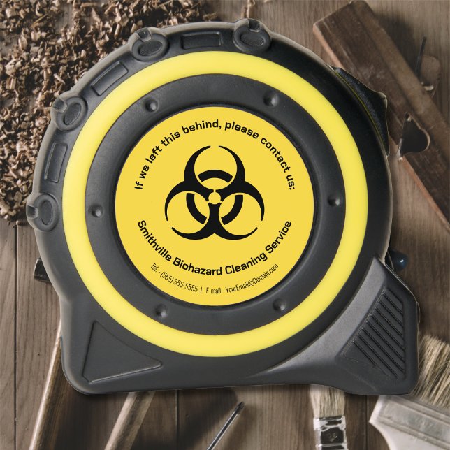 Mètre Ruban Industrie du biorisque - Noir sur un arrière - pla (Biohazard Industry - Black on a yellow background Tape Measure by Office Accessories Shop)