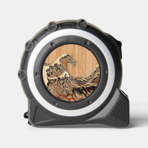 Mètre Ruban Le Grand Hokusai Vague Bambou Bois Inlay Style
