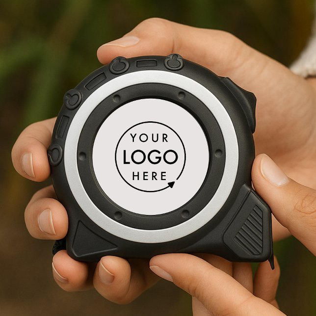 Mètre Ruban Logo professionnel minimal Blanc professionnel (Minimal white company branded professional tape measures for business promotion & swag.)