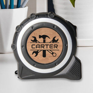 Mètre Ruban Moderne Custom Wood Monogramme Outils Nom