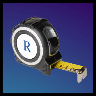 Mètre Ruban Monogramme bleu sur blanc personnalisé Handyman ou