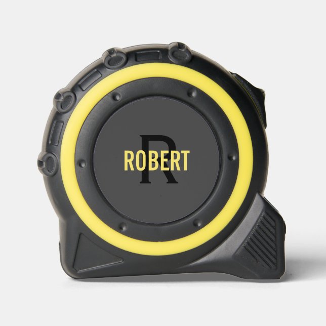 Mètre Ruban monogramme gris foncé jaune signifie nom (Recto)