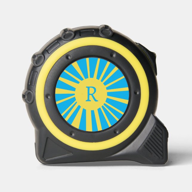 Mètre Ruban Monogramme jaune bleu Mesure de bande solaire (Recto)