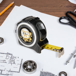 Mètre Ruban Monogramme Roses Dorées