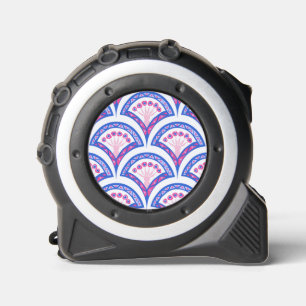 Mètre Ruban motif damassé floral bleu