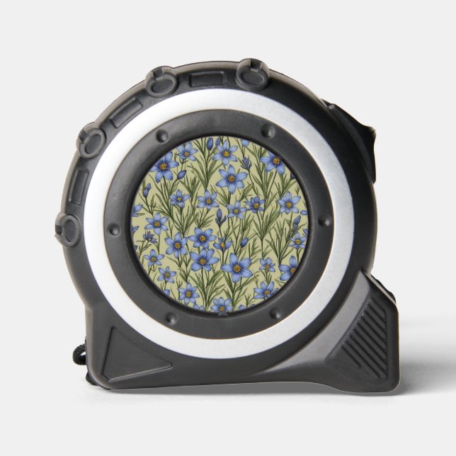 Mètre Ruban Motif de fleur en laiton bleu (Recto)