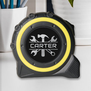 Mètre Ruban Outils Monogrammes modernes personnalisés en argen