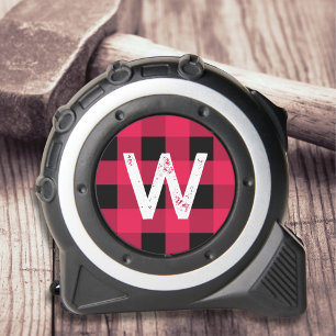Mètre Ruban Rouge et Noir Plaid Buffalo Monogramme