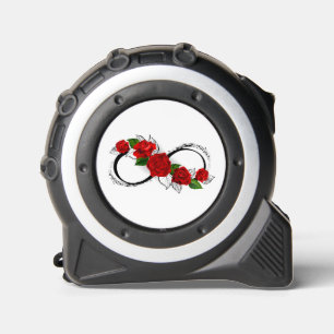 Mètre Ruban Symbole d'infini avec roses rouges