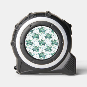 Mètre Ruban tortue de mer aquarelle verte motif bleu animal