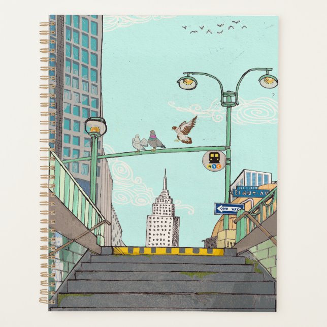 Métro Arrêt Manhattan NYC Illustration Whimsical (Devant)