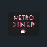 Metro Art Deco Diner Sign Leinwanddruck<br><div class="desc">Die Metro Art Deco Diner Sign Metro ist ein beliebter Name für Gäste. Dieses Tafelschild in Weiß, Rot und Schwarz ist ein perfektes Accessoire für Ihr stilvolles Haus. Art Deco war eine Pastiche von vielen verschiedenen Stilen, manchmal widersprüchlich, geeint durch den Wunsch, im frühen neunzehnten Jahrhundert modern zu sein. Es...</div>