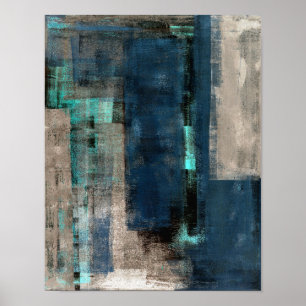 "Metro-" blaue abstrakte Kunst-Malerei Poster