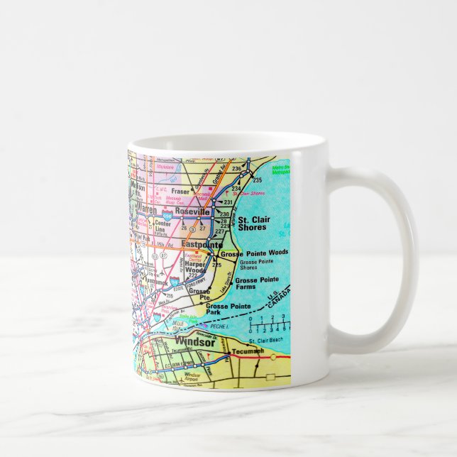 Metro-Detroit-Karte Kaffeetasse (Rechts)