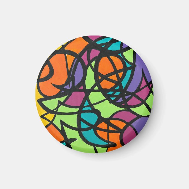 Metro Mond - Handbemalte abstrakte Kunst Magnet (Vorne)