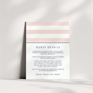 Metro Strip Guest Information Card Blush & Navy Begleitkarte
