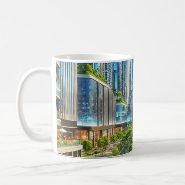 Metropole Eterity - Futuristische Stadtwelt Kaffeetasse (Links)