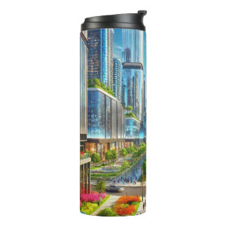 Metropole Eterity - Futuristische Stadtwelt Thermosbecher