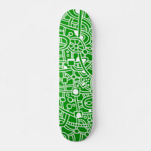 Metropole II - Weiß auf Grün Skateboard