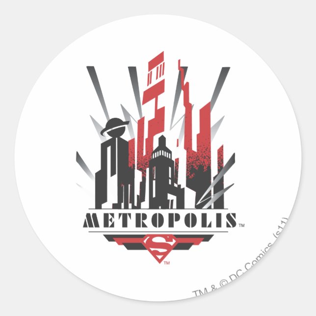 Metropolis Art Deco Runder Aufkleber (Vorderseite)