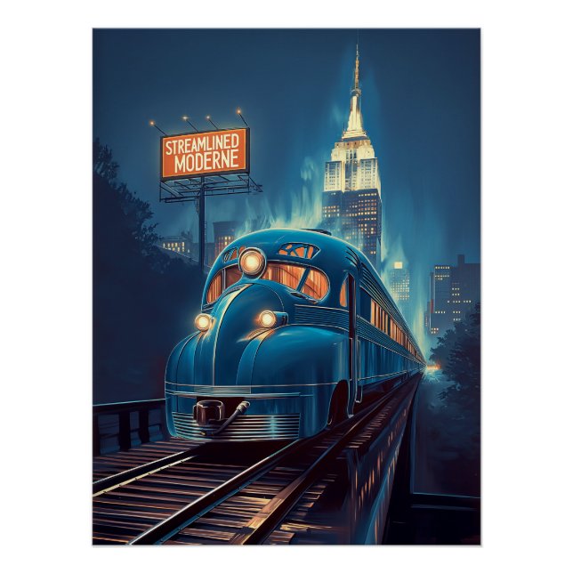Metropolis Express | Art Deco New York Train Poster (Vorderseite)