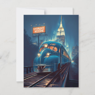 Metropolis Express Art Deco New Yorker Zug Postkarte