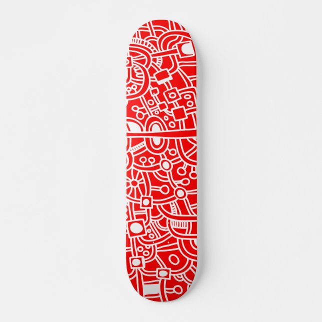 Metropolis III - Weißes Rot Skateboard (Vorne)