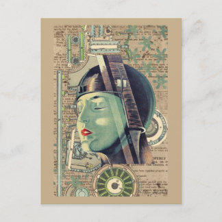 Metropolis Steampunk Woman Postkarte