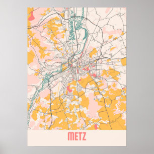 Metz - Frankreich Chalk City Map Poster
