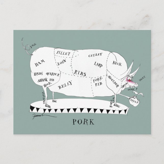Metzger schneidet Schwein, Tony fernandes Postkart Postkarte (Vorderseite)