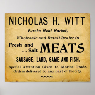 Metzgerei für Vintages Fleisch Poster