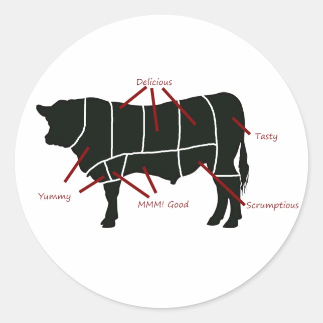 Metzgereichen - leckeres Yummy Beef! Runder Aufkleber (Vorderseite)