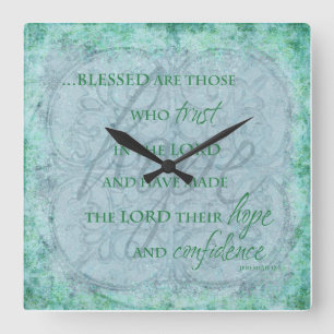 Meured are Those Who trust im Lord Clock Quadratische Wanduhr