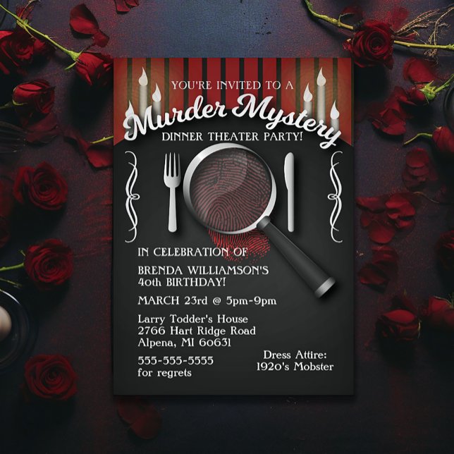 Meurtre Mystère Dîner Théâtre Fête Invitation (Murder Mystery Invitation)