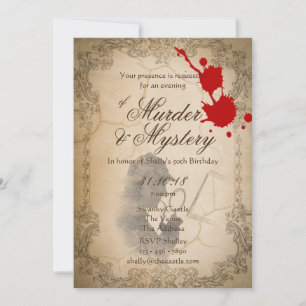 Meurtre Mystère Invitations Vintage Parchment Clas