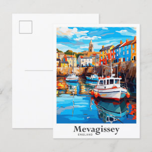 Mevagissey England Reiseportrait-Illustration Postkarte
