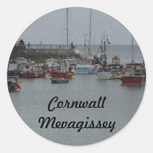 Mevagissey Harbour Runder Aufkleber