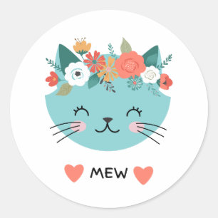 Mew Cat Runder Aufkleber