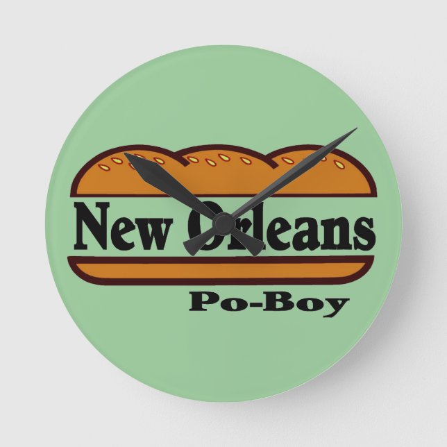 Mew Orleans Po Boy Runde Wanduhr (Vorderseite)