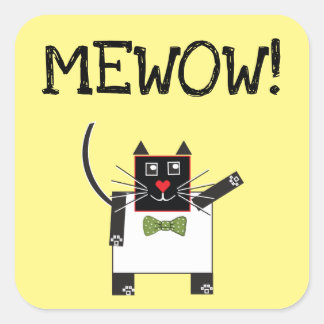 MEWOW STICKERS Square Cat Custom Aufkleber Cat Fun