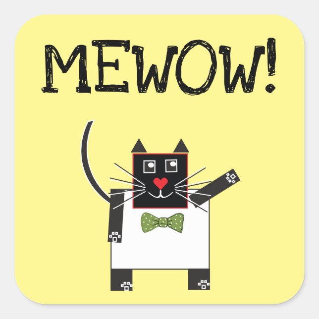 MEWOW STICKERS Square Cat Custom Aufkleber Cat Fun (Vorderseite)