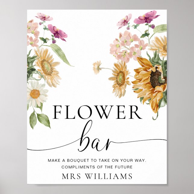 Mews Sunflower Fall Blumenblume Blume Bar Poster (Vorne)