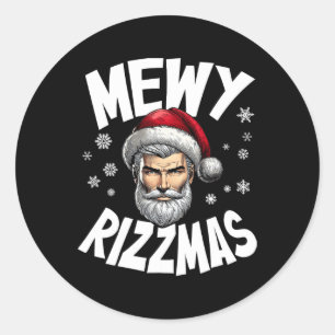 Mewy Rizzmas Kids Teens Funny Frohe Weihnachtsmann Runder Aufkleber