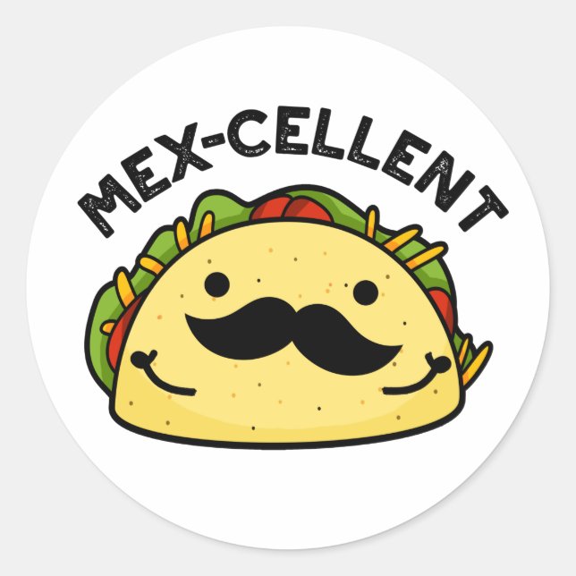 Mex-Cent Funny Excellent Taco Pun Runder Aufkleber (Vorderseite)
