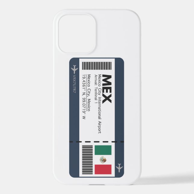 MEX Mexico City Boarding Pass - Airport Ticket iPhone 12 Hülle (Rückseite)