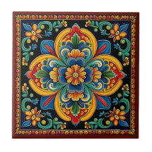 Mexicaine Huichol style fleur céramique carreau 10