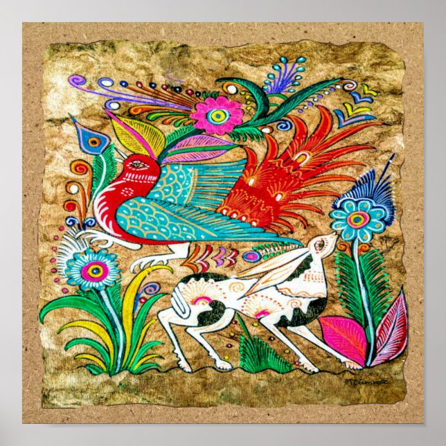 Mexican Amate Bark Painting - Sweet Story Poster (Vorne)