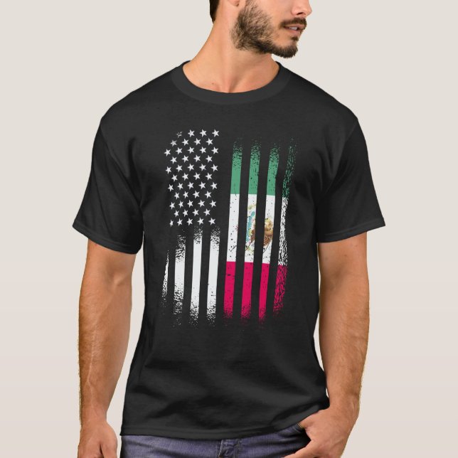 Mexican American Patriot Grown Country USA Flags S T-Shirt (Vorderseite)