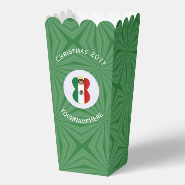 Mexican Angel Christmas Flag Personalized Popcorn Geschenkschachtel (Vorderseite)